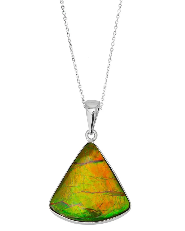 YoTreasure Necklaces 1675 Ct Ammolite 925 Sterling Silver Necklace Pendant Jewelry