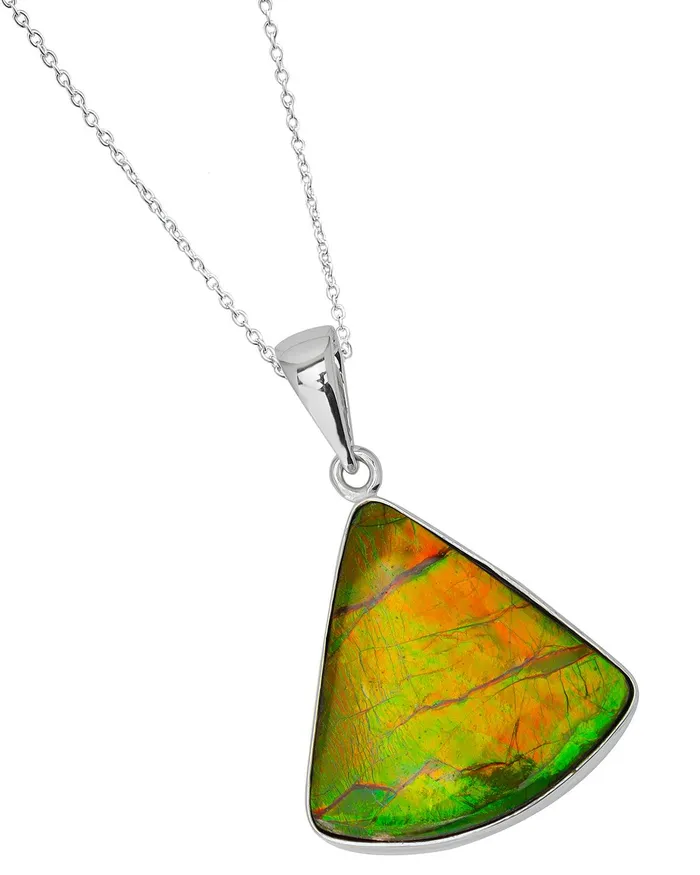 YoTreasure Necklaces 1675 Ct Ammolite 925 Sterling Silver Necklace Pendant Jewelry