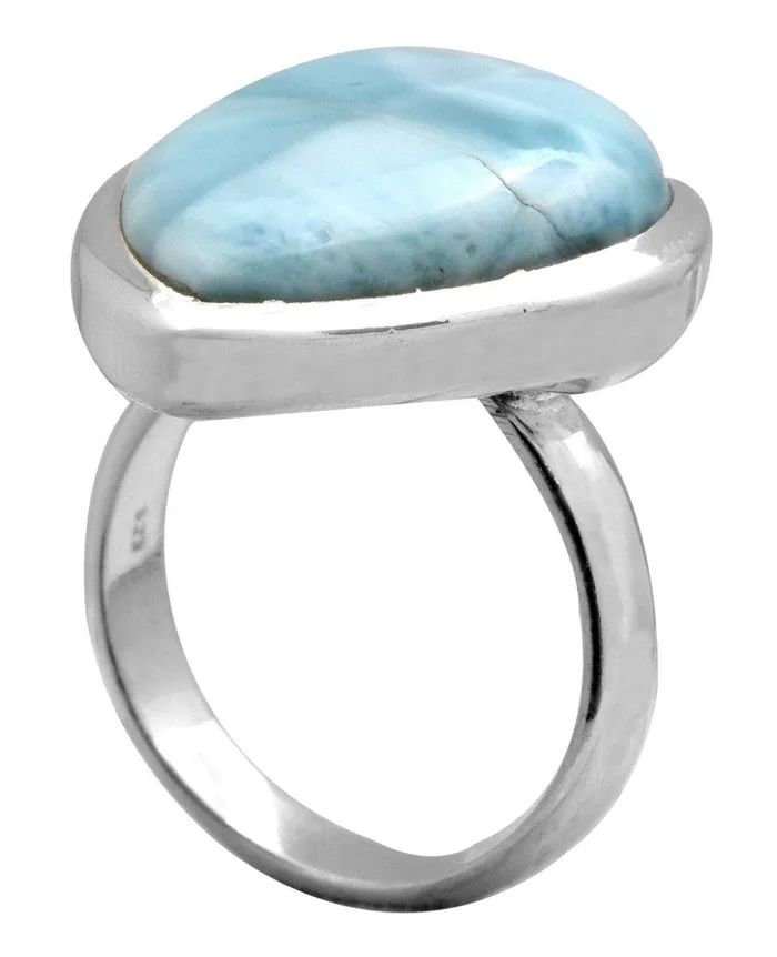 YoTreasure Necklaces Natural Larimar 925 Sterling Silver Rings Silver Jewelry YoTreasure Necklaces Natural Larimar 925 Sterling Silver Rings Silver Jewelry