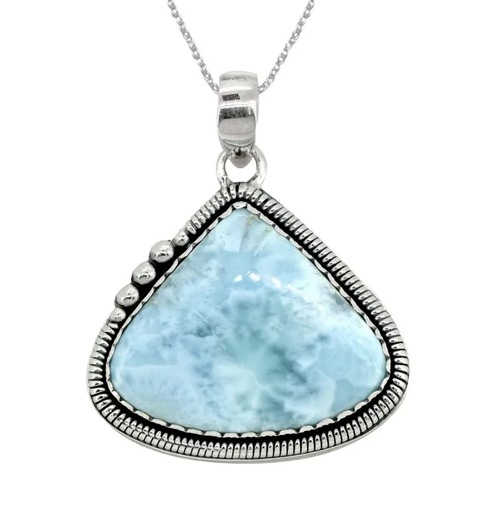 YoTreasure Necklaces Natural Larimar Solid 925 Sterling Silver Pendant 1 34 YoTreasure Necklaces Natural Larimar Solid 925 Sterling Silver Pendant 1 34