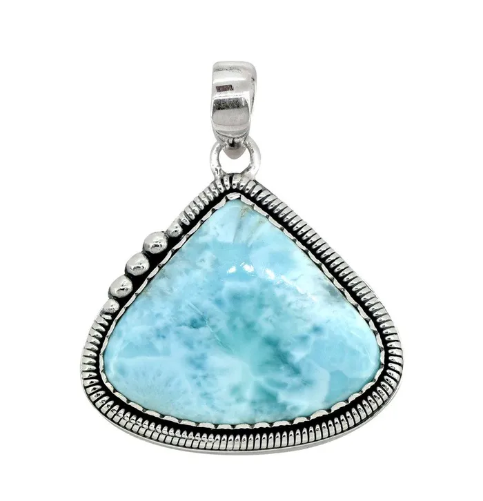 YoTreasure Necklaces Natural Larimar Solid 925 Sterling Silver Pendant 1 34