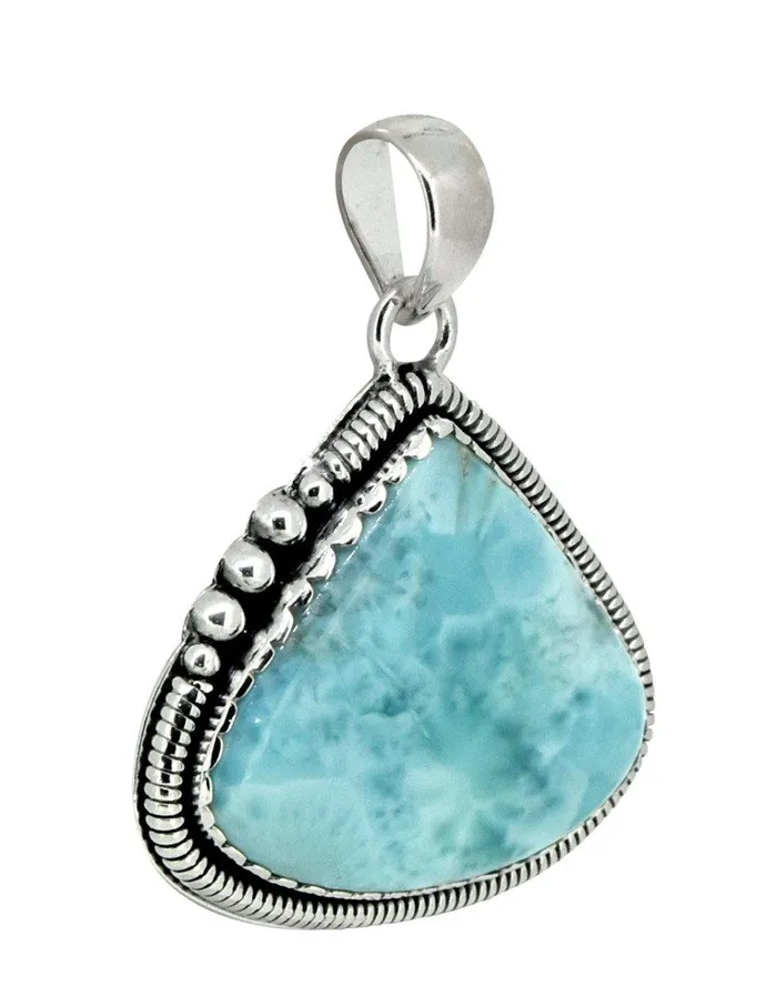 YoTreasure Necklaces Natural Larimar Solid 925 Sterling Silver Pendant 1 34
