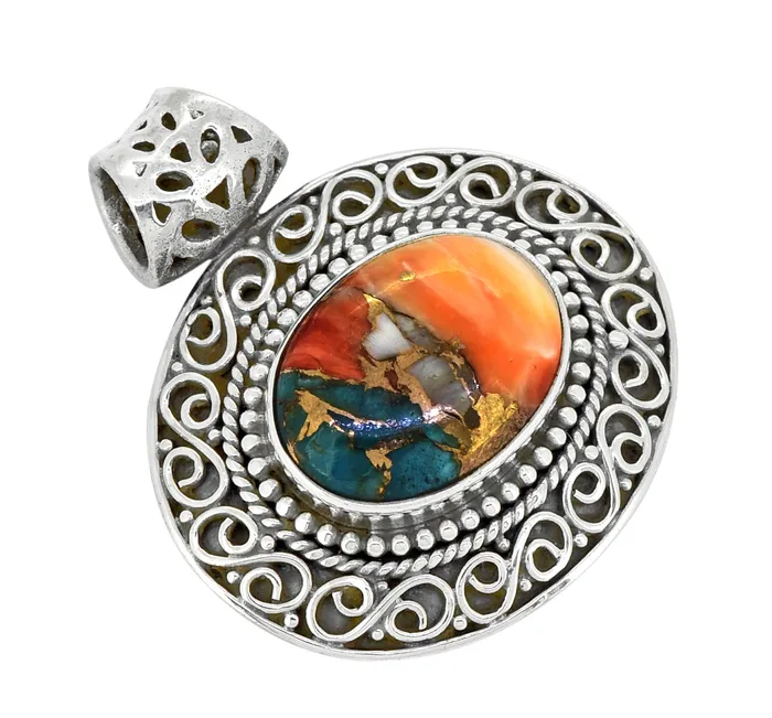 YoTreasure Necklaces Oyster Mohave Turquoise 925 Sterling Silver Chain Pendant YoTreasure Necklaces Oyster Mohave Turquoise 925 Sterling Silver Chain Pendant