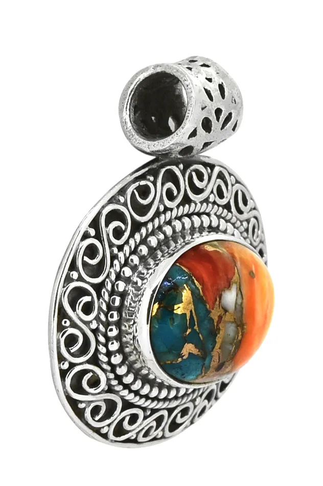 YoTreasure Necklaces Oyster Mohave Turquoise 925 Sterling Silver Chain Pendant