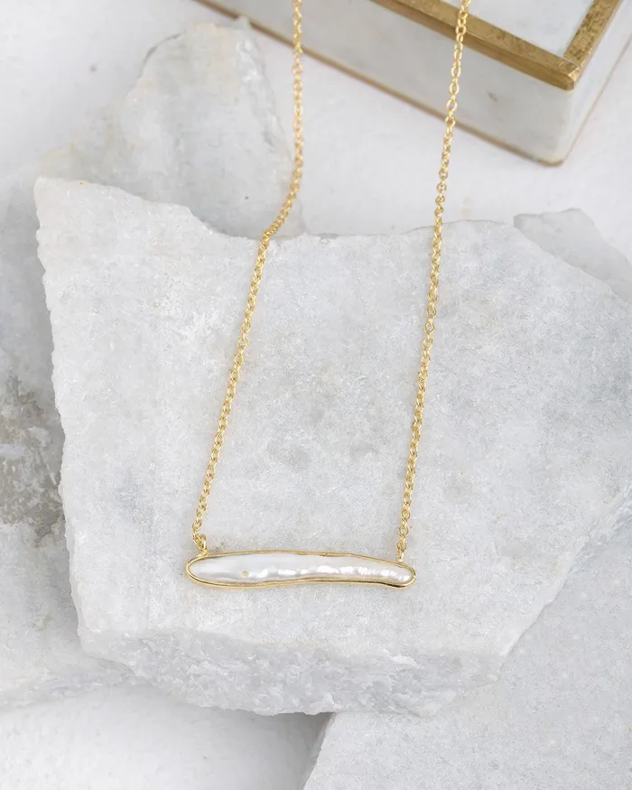 YoTreasure Necklaces Pearl Necklace Gold Plated Over 925 Silver Long Chain Jewelry