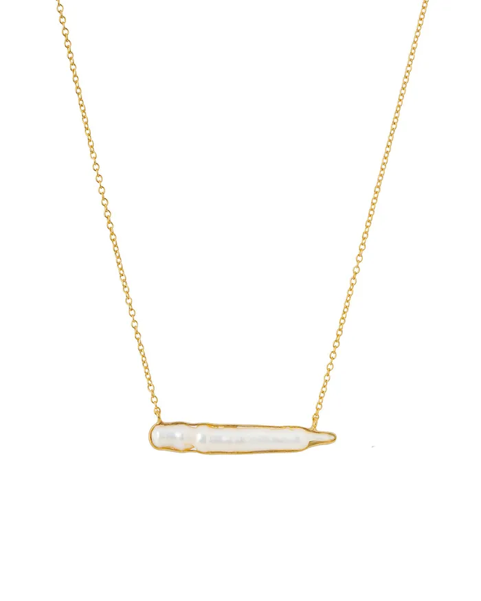 YoTreasure Necklaces Pearl Necklace Gold Plated Over 925 Silver Long Chain Jewelry