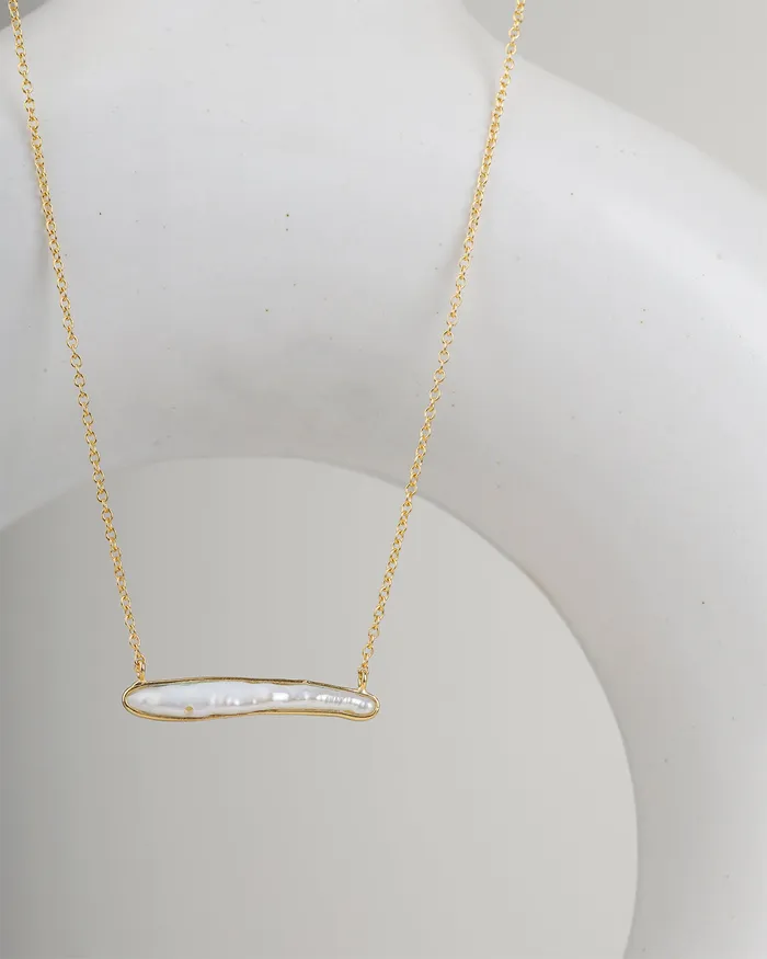 YoTreasure Necklaces Pearl Necklace Gold Plated Over 925 Silver Long Chain Jewelry