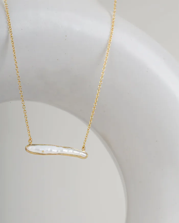 YoTreasure Necklaces Pearl Necklace Gold Plated Over 925 Silver Long Chain Jewelry