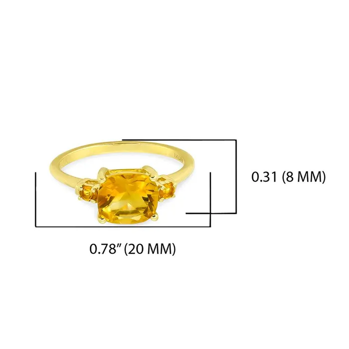 YoTreasure Rings 215 Ct Citrine Solid 14k Yellow Gold Ring Jewelry
