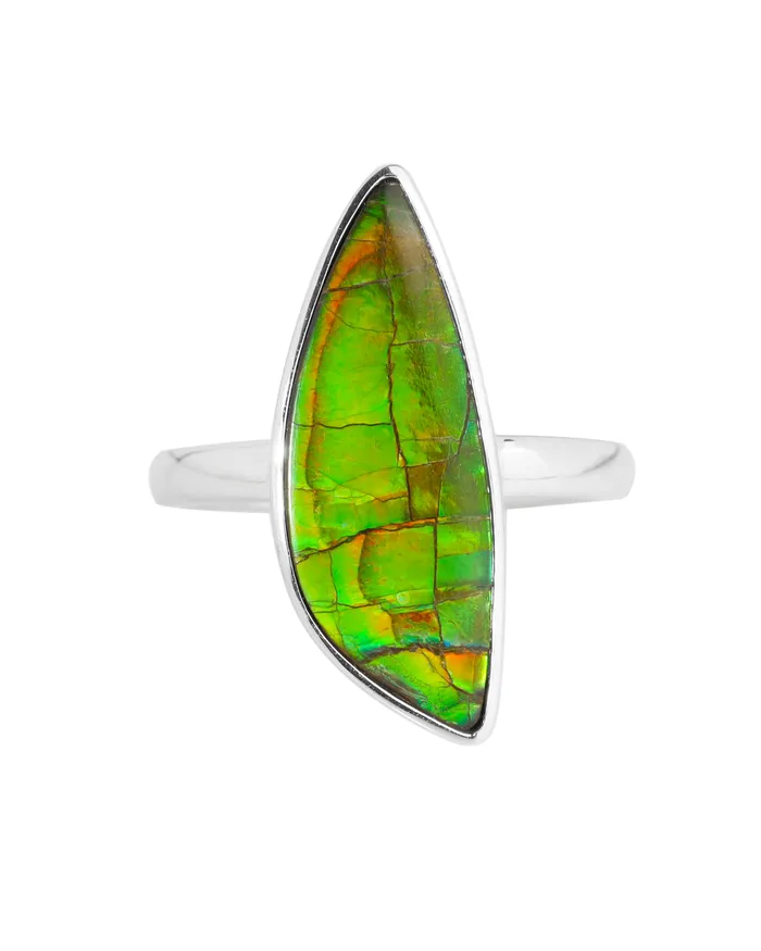 YoTreasure Rings 925 Silver 119 Cts Ammolite Gemstone Ring