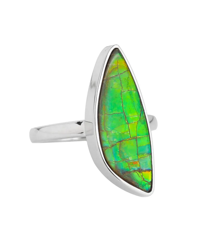 YoTreasure Rings 925 Silver 119 Cts Ammolite Gemstone Ring
