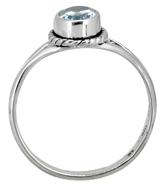 YoTreasure Rings Blue Topaz Solid 925 Sterling Silver Split Shank Ring Jewelry