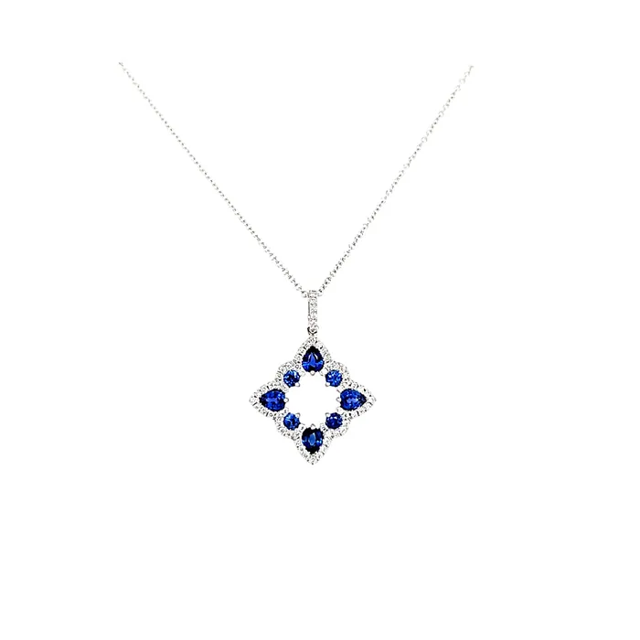 Zeghani Necklaces 14k White Gold Sapphire Necklace I7852