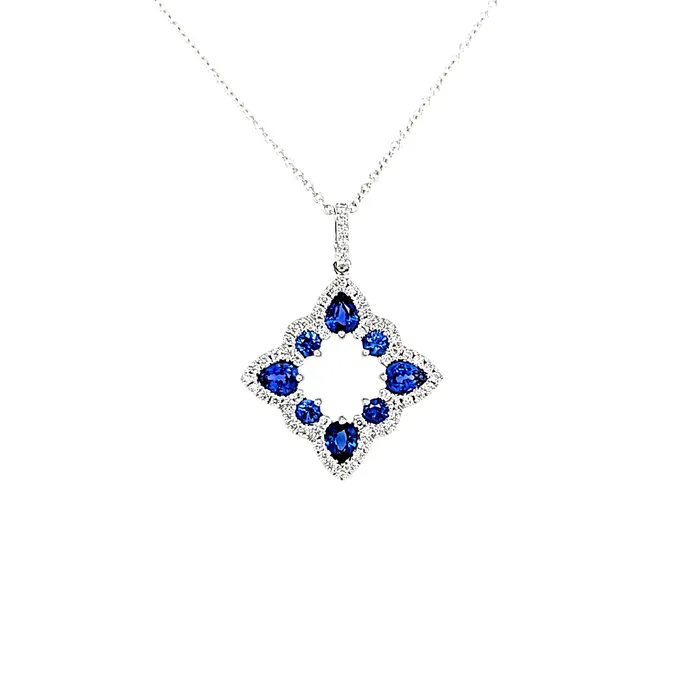 Zeghani Necklaces 14k White Gold Sapphire Necklace I7852